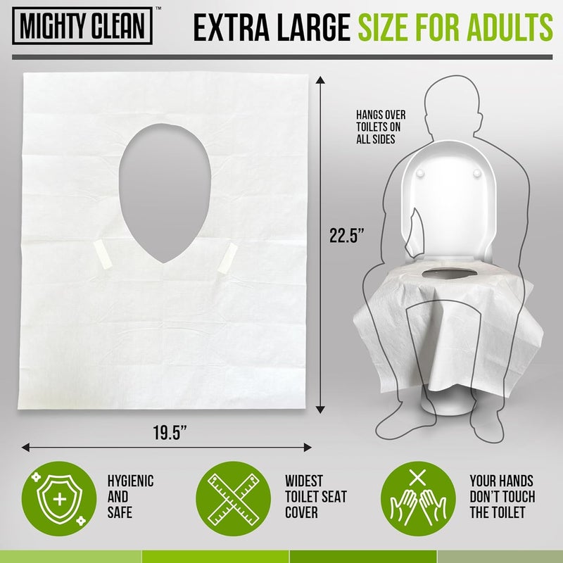 Mighty Clean XL Disposable Toilet Seat Covers by ｜100% Waterproof ｜Individually Wrapped, Extra Wide Covers for Adults and Kids｜20 Count - Image 2